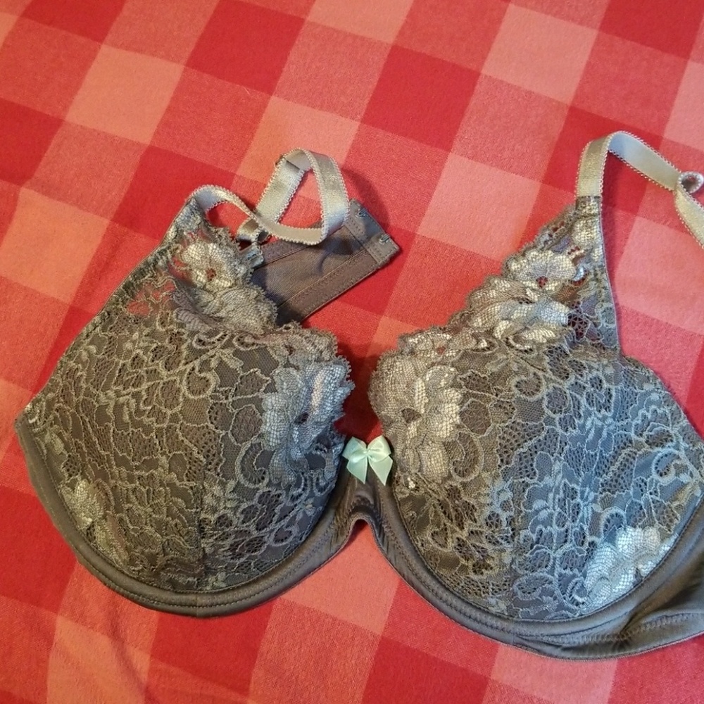 Gray push up bra with beautiful lace overlay